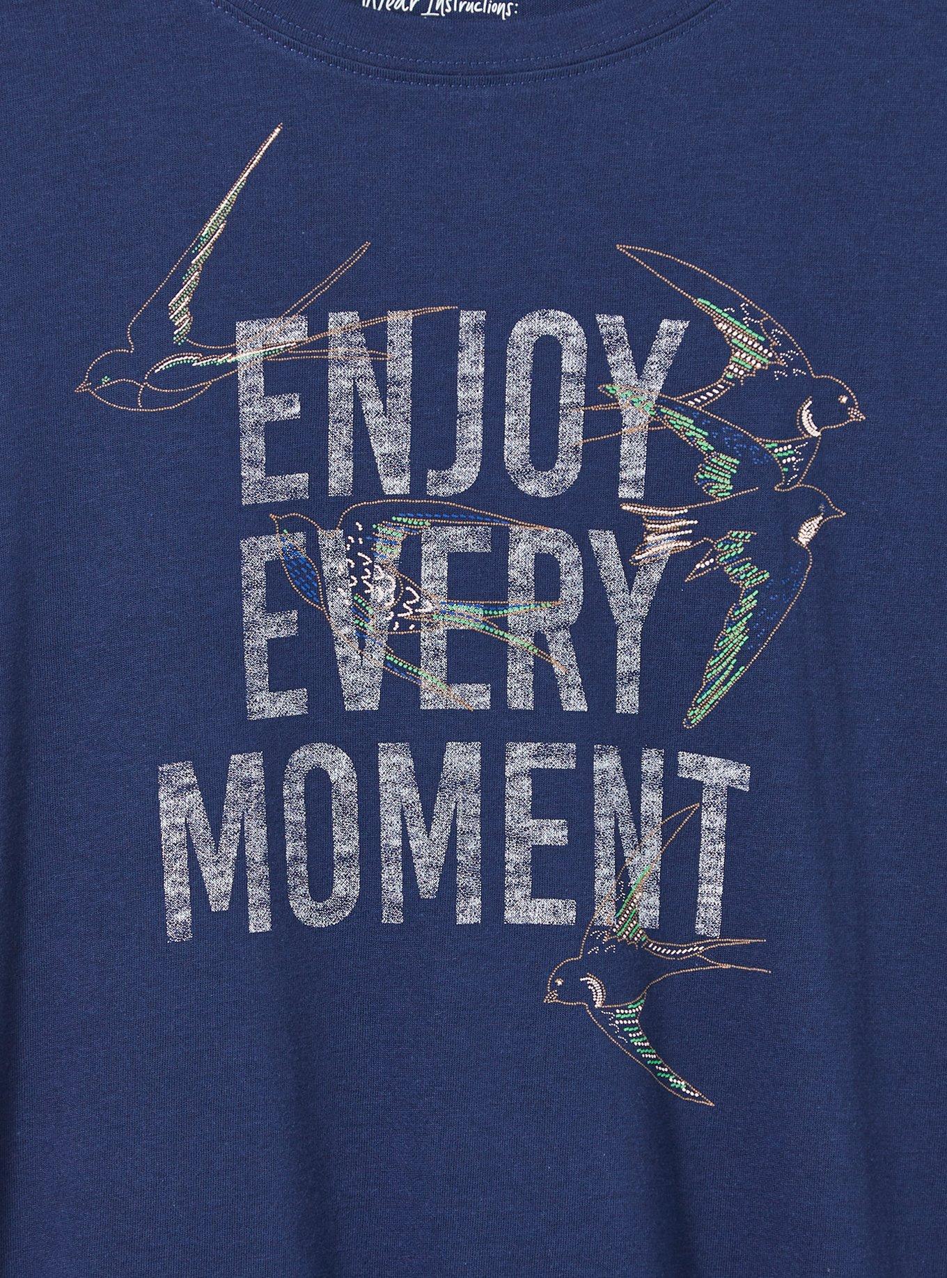 Enjoy Every Moment Everyday Signature Jersey Crew Neck Beaded Tee, MEDEVIAL BLUE, alternate