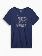 Enjoy Every Moment Everyday Signature Jersey Crew Neck Beaded Tee, MEDEVIAL BLUE, hi-res