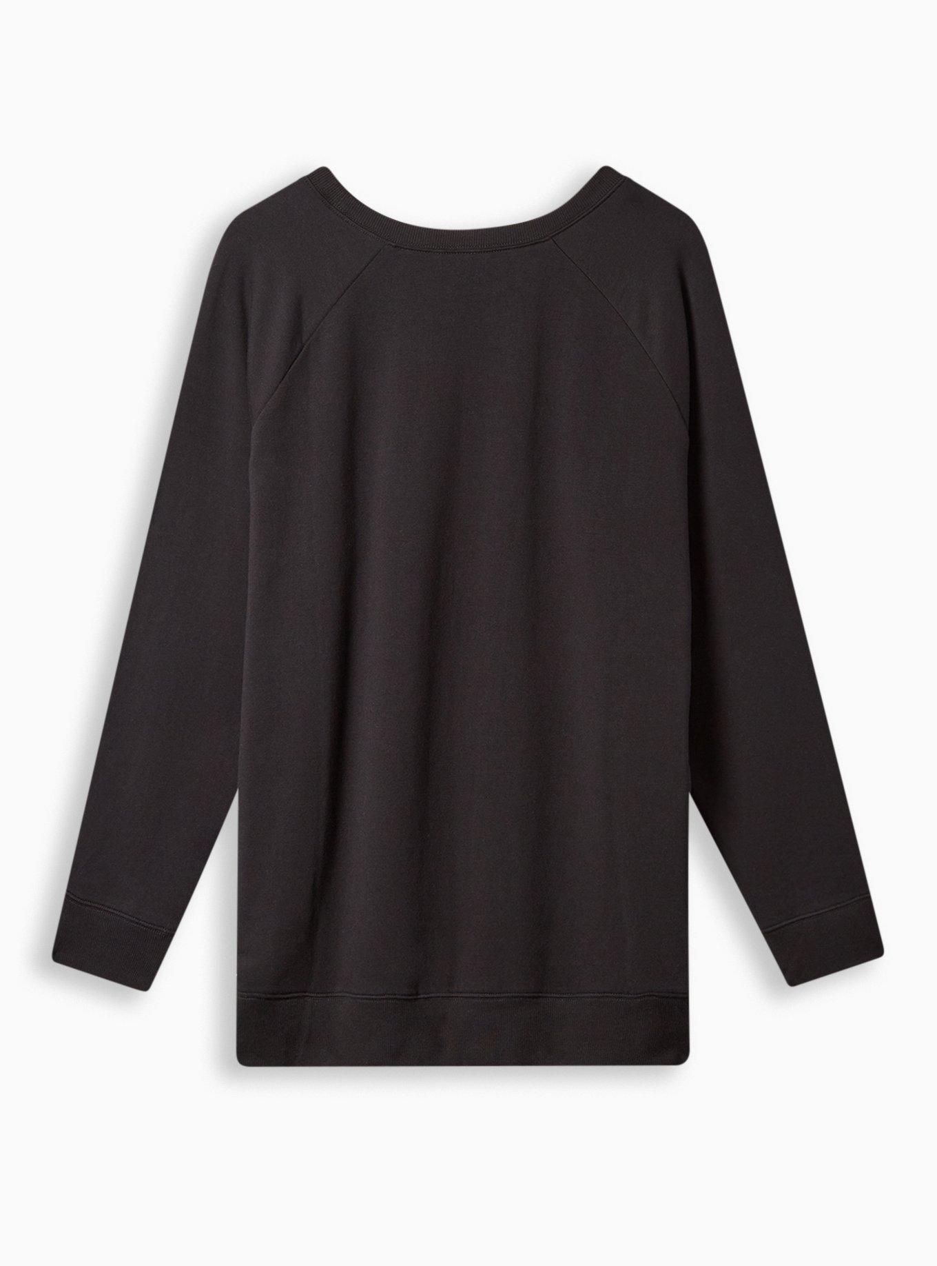 Plus Size Only Santa Can Judge Me Relaxed Fit Super Soft Fleece Crew Neck Tunic Sweatshirt , DEEP BLACK, alternate