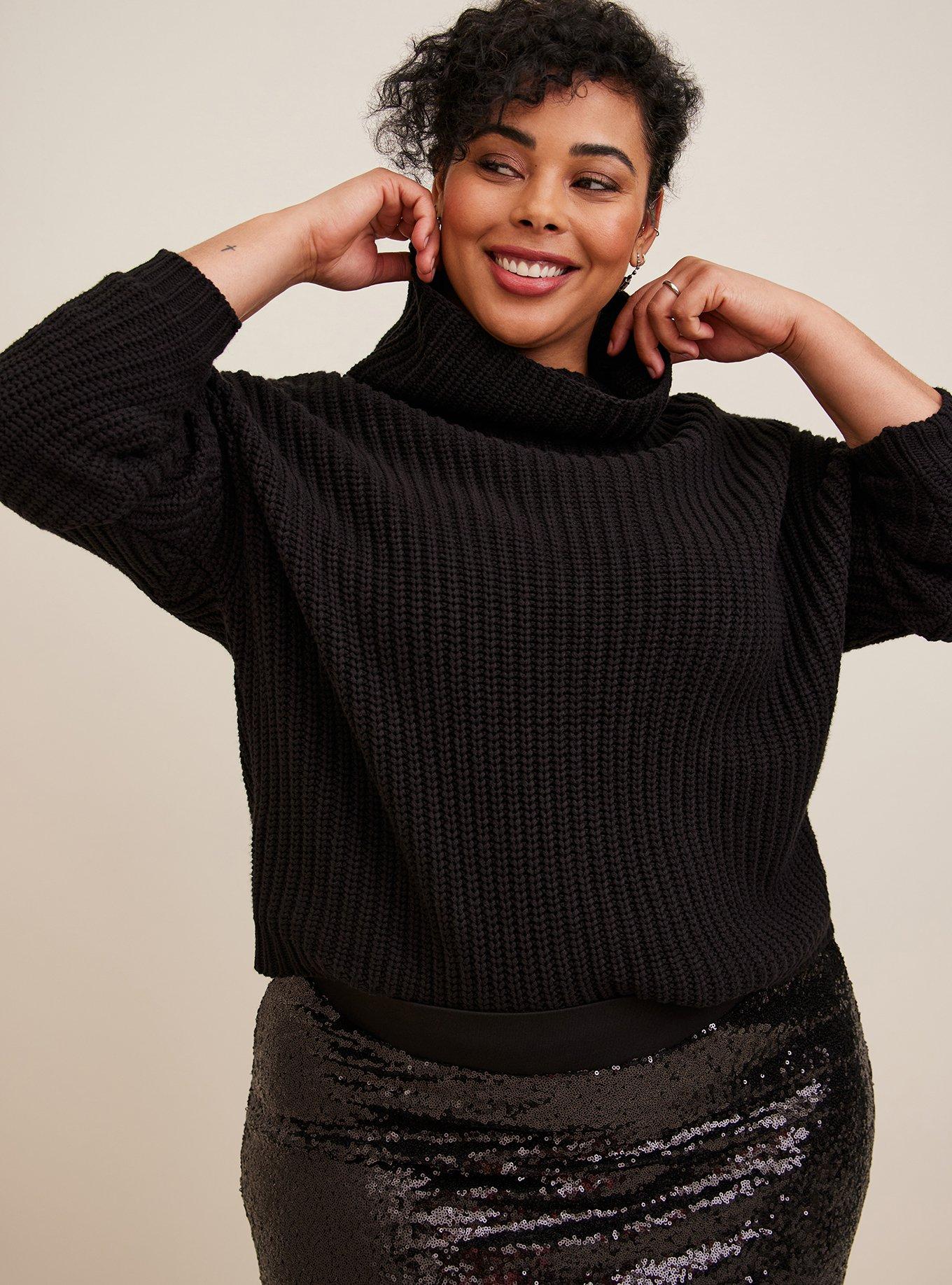 3/4 Sleeve Boxy Mock Neck Sweater