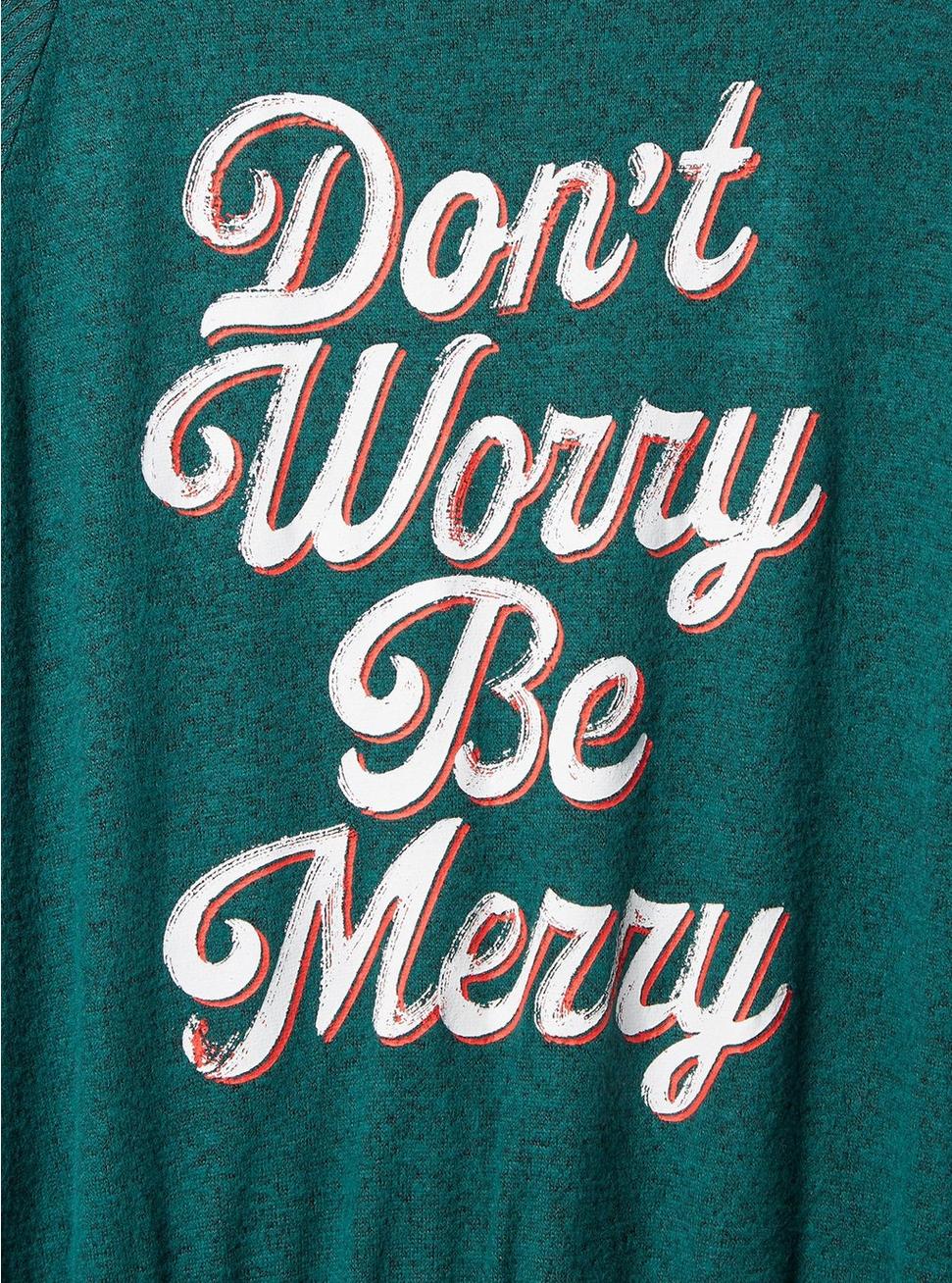 Don't Worry Be Merry Classic Fit Super Soft Plush Crew Neck Wing Sweatshirt, BOTANICAL GREEN, alternate