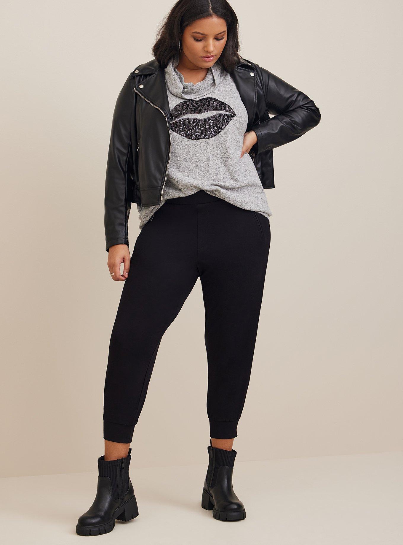 Plus Size Lips Relaxed Fit Super Soft Plush Sequin Pullover Tunic Sweatshirt, HEATHER GREY, alternate