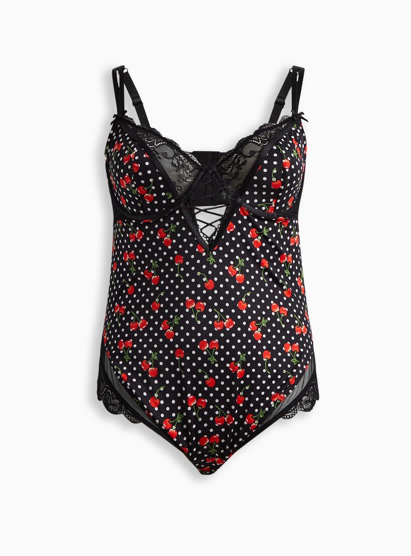 Retro Cherries Lace Bodysuit, , hi-res