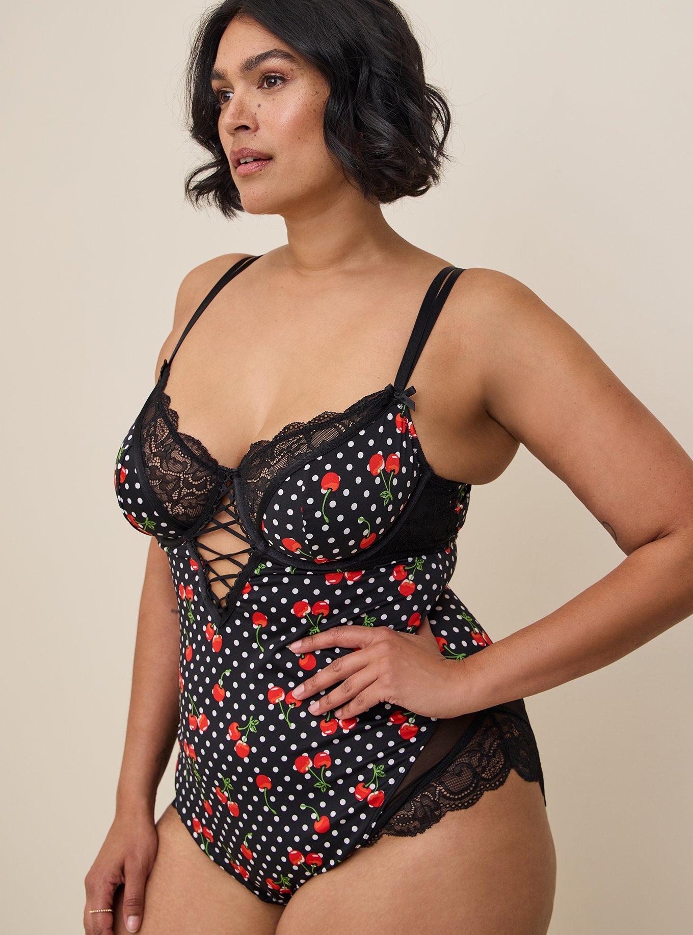 Retro Cherries Lace Bodysuit, , hi-res