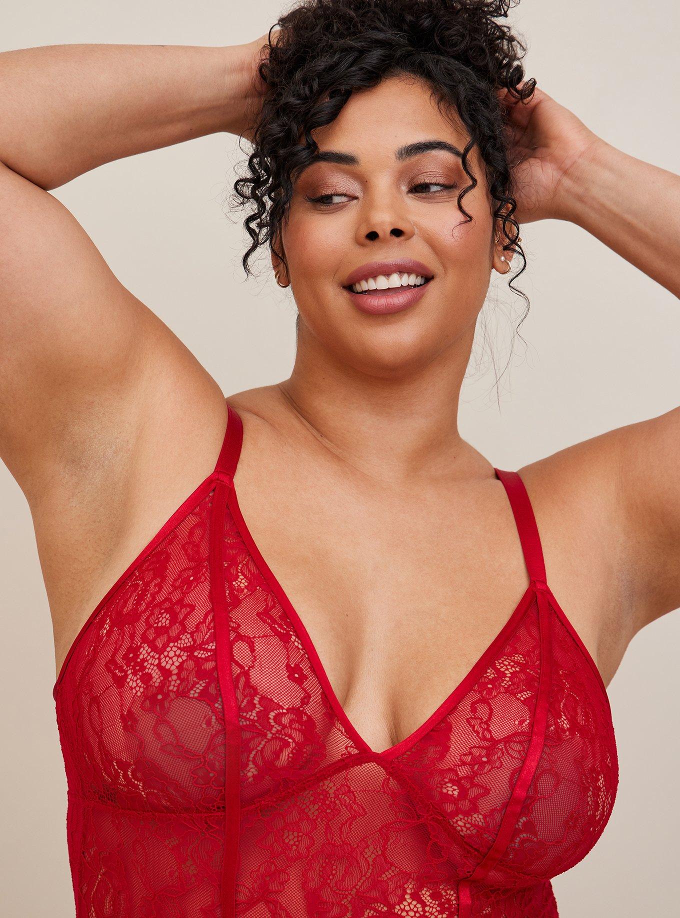 Torrid red lace cage underwire bodysuit