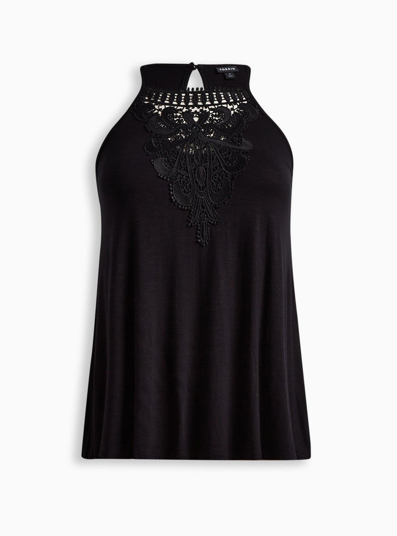 Lace Pieced High Neck Tank