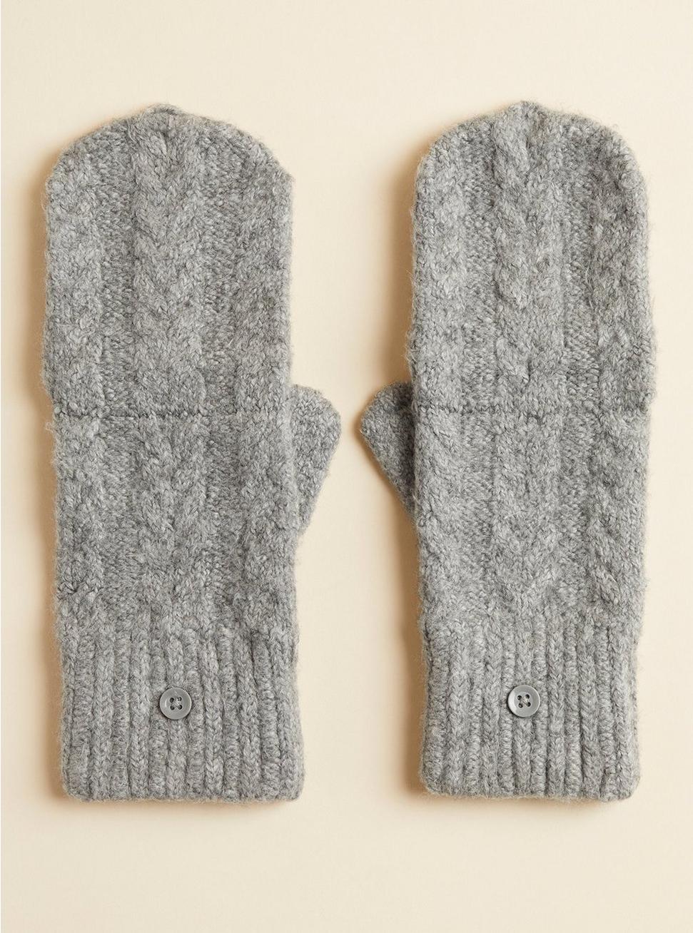 Cable Knit Glove, HEATHER GREY, hi-res