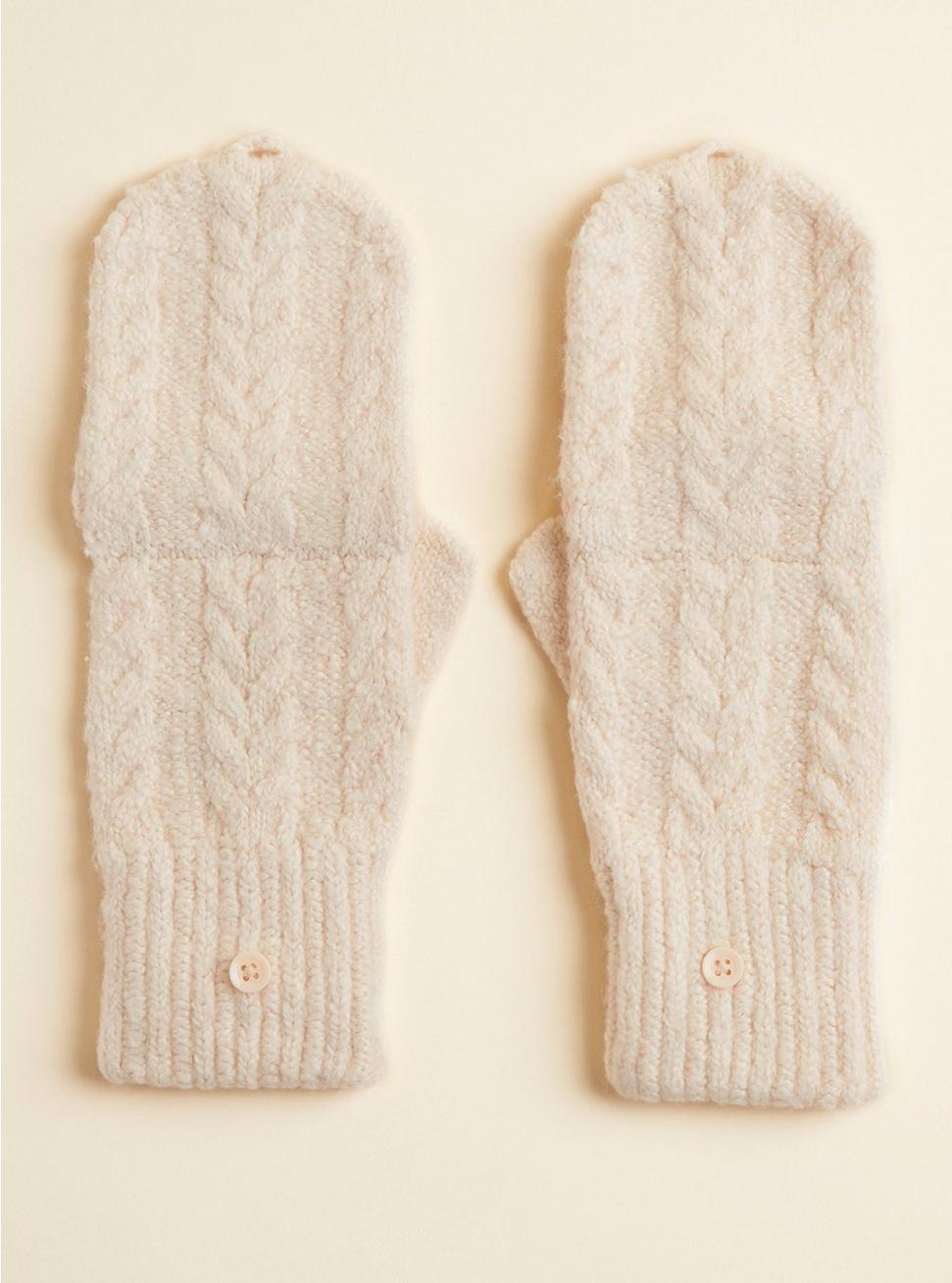 Cable Knit Glove, IVORY, hi-res