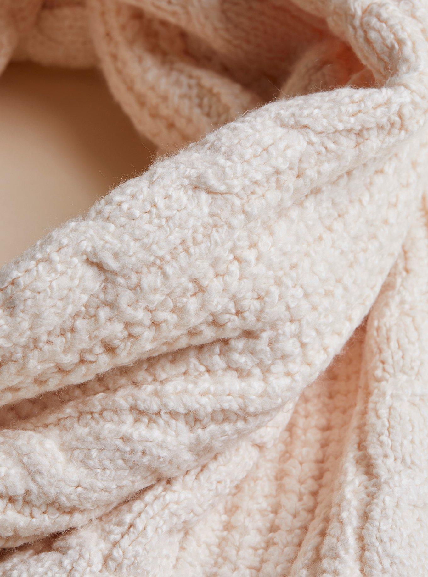 Plus Size Cable Knit Scarf, IVORY, alternate