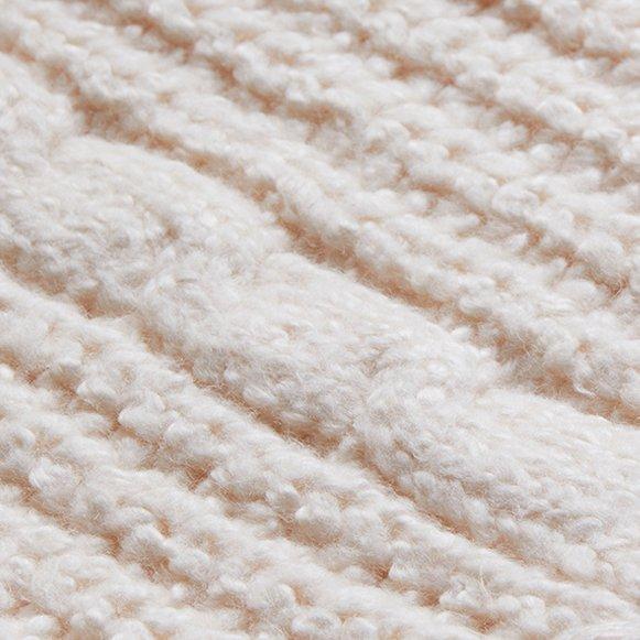 Plus Size Cable Knit Scarf, IVORY, swatch