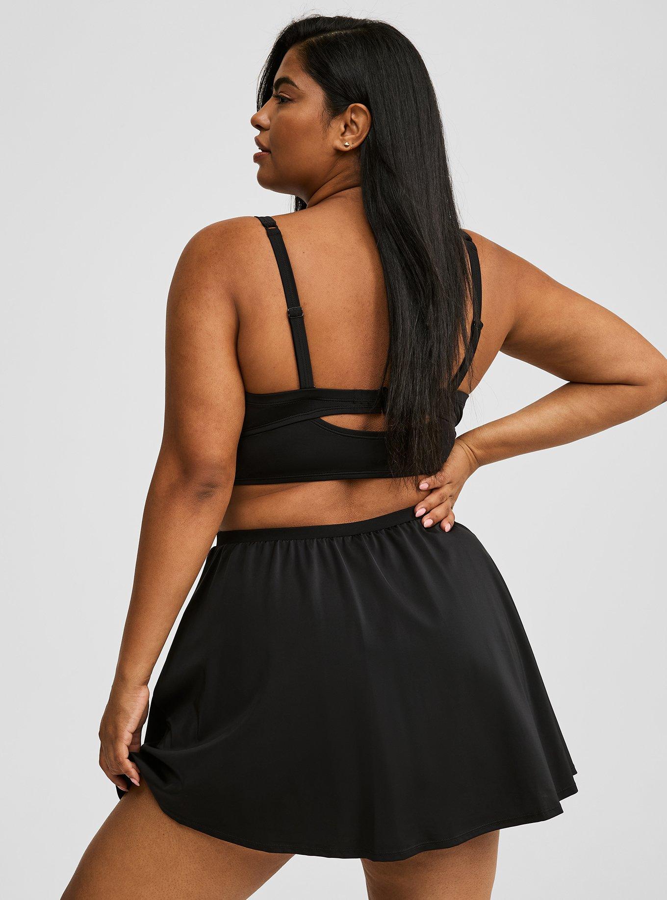 Plus size black 2024 skirt with pockets