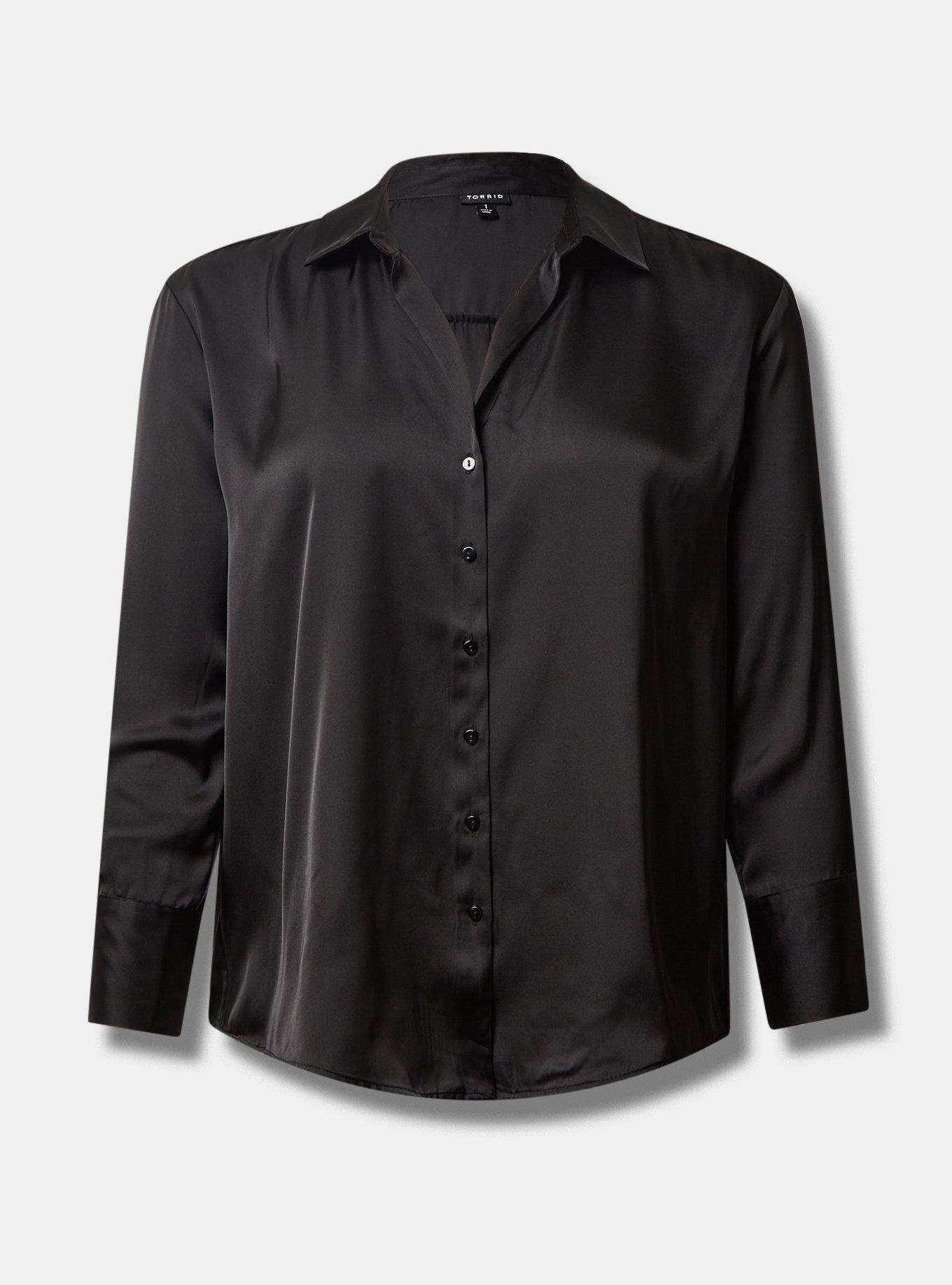 Satin Button Up Long Sleeve Shirt