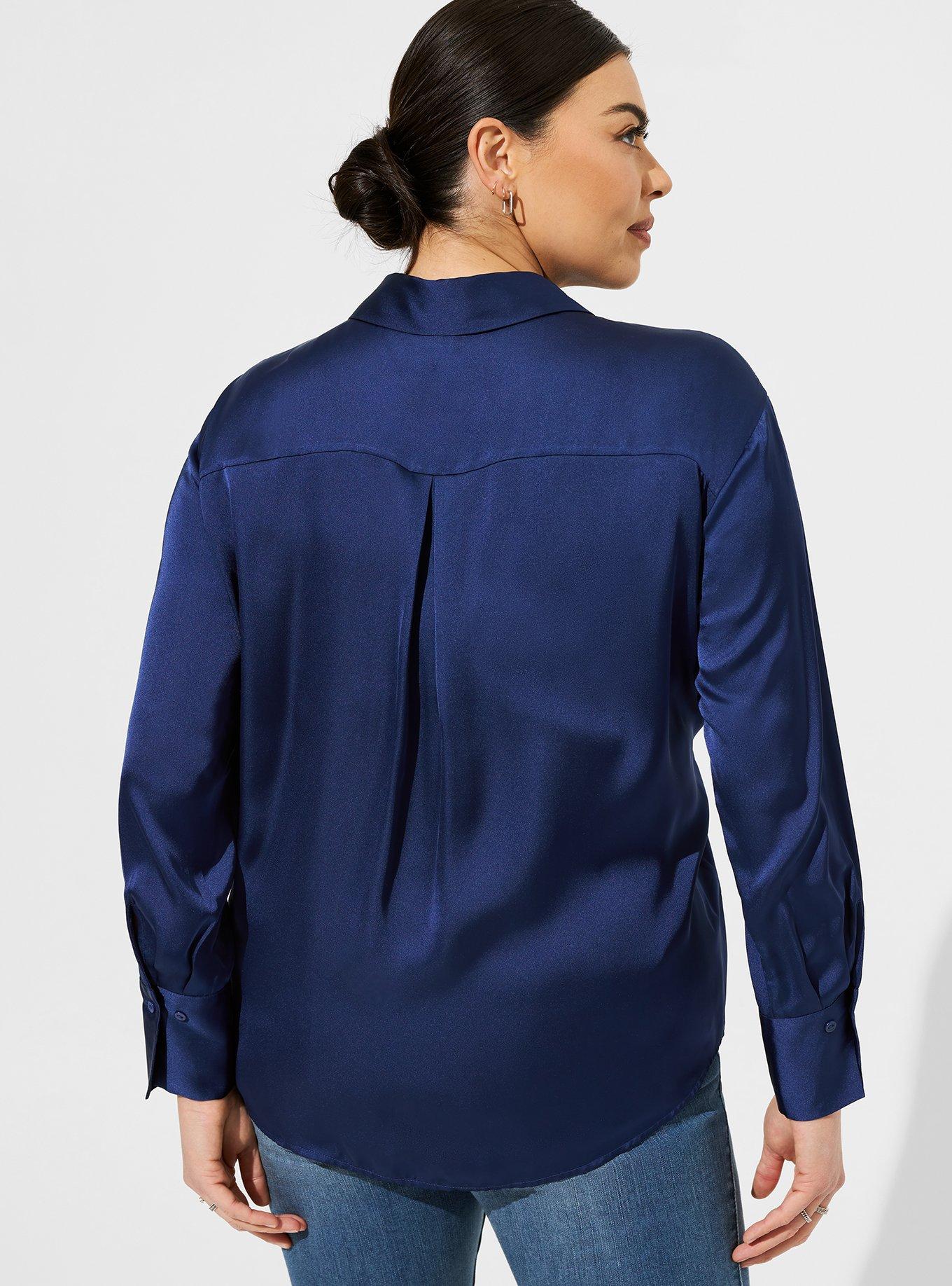 Satin Button Up Long Sleeve Shirt