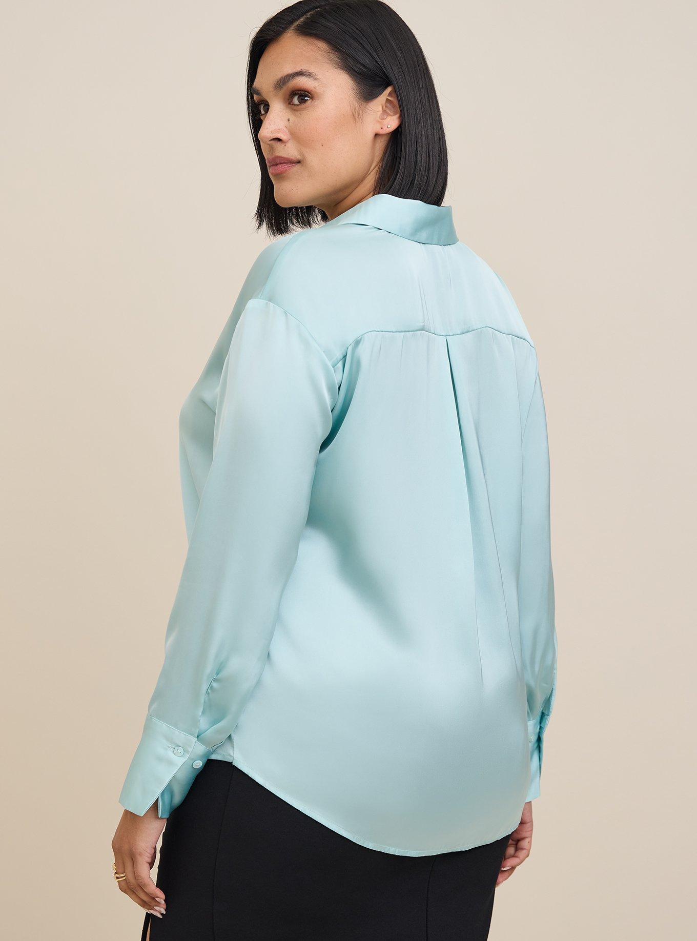 Plus Size - Satin Button Up Long Sleeve Shirt - Torrid