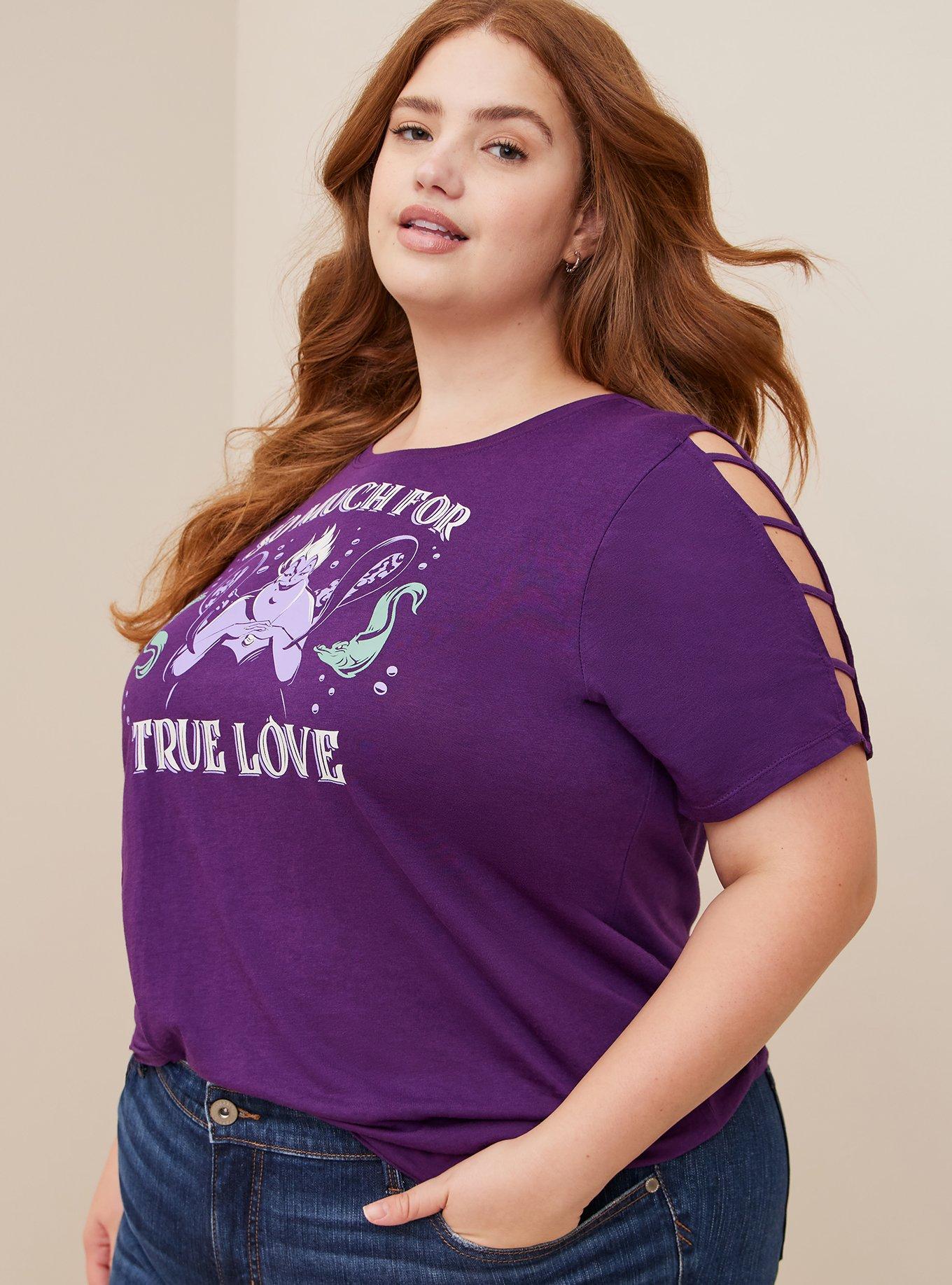 Disney Ursula Classic Fit Cotton Crew Neck Caged Top, PURPLE, hi-res