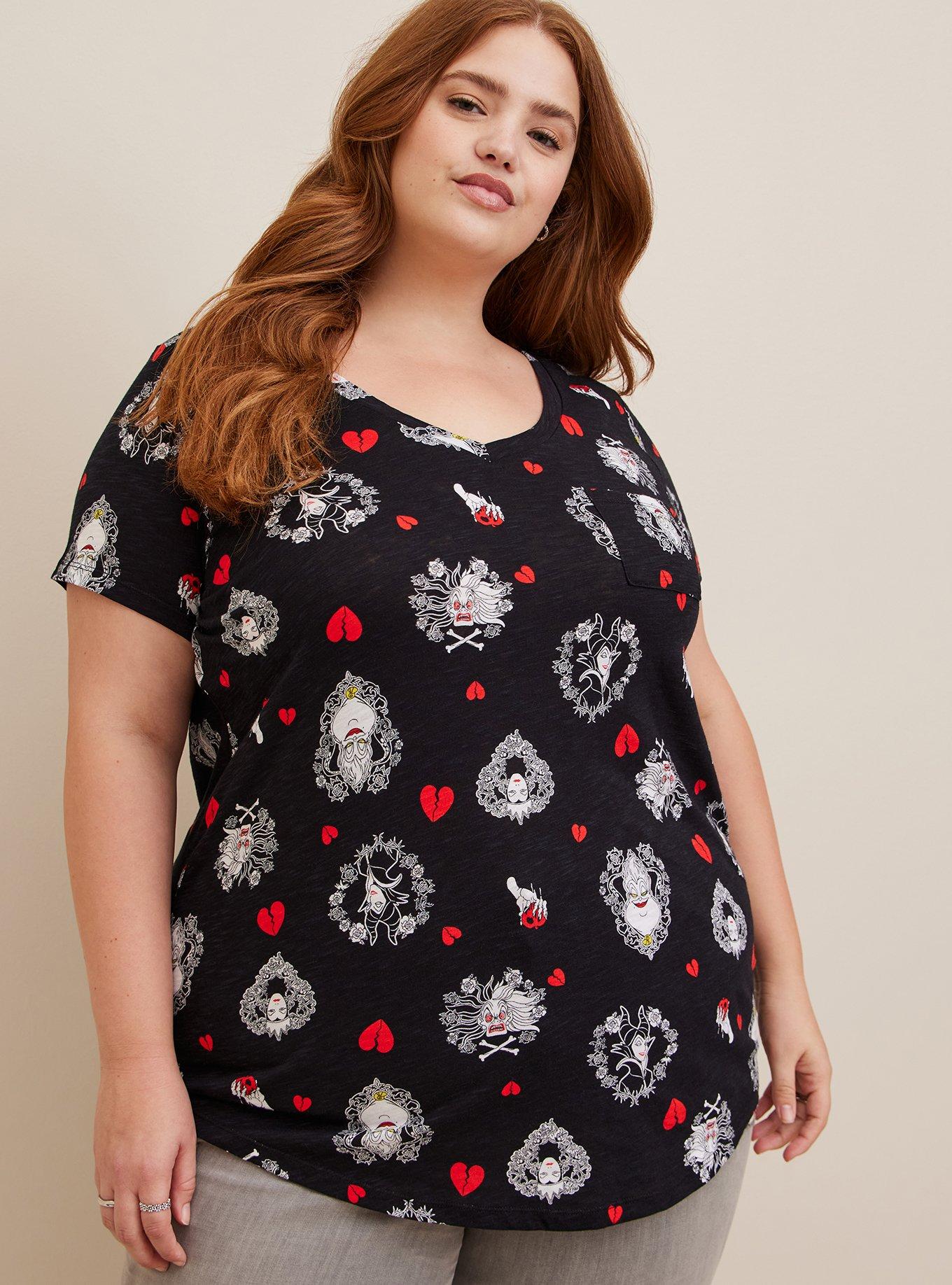 Disney Villains Classic Fit Cotton V-Neck Top , MULTI, alternate