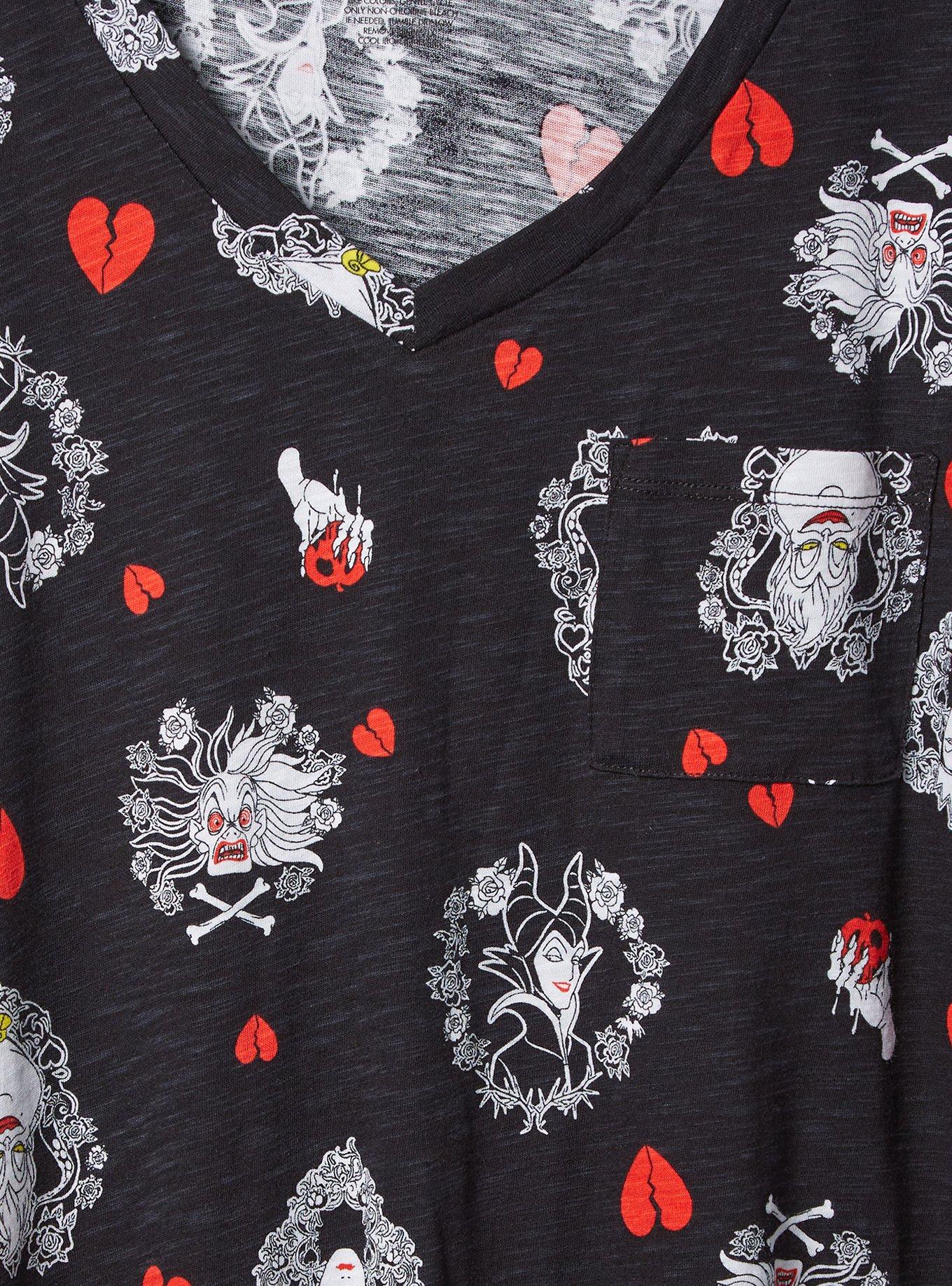 Disney Villains Classic Fit Cotton V-Neck Top , MULTI, alternate