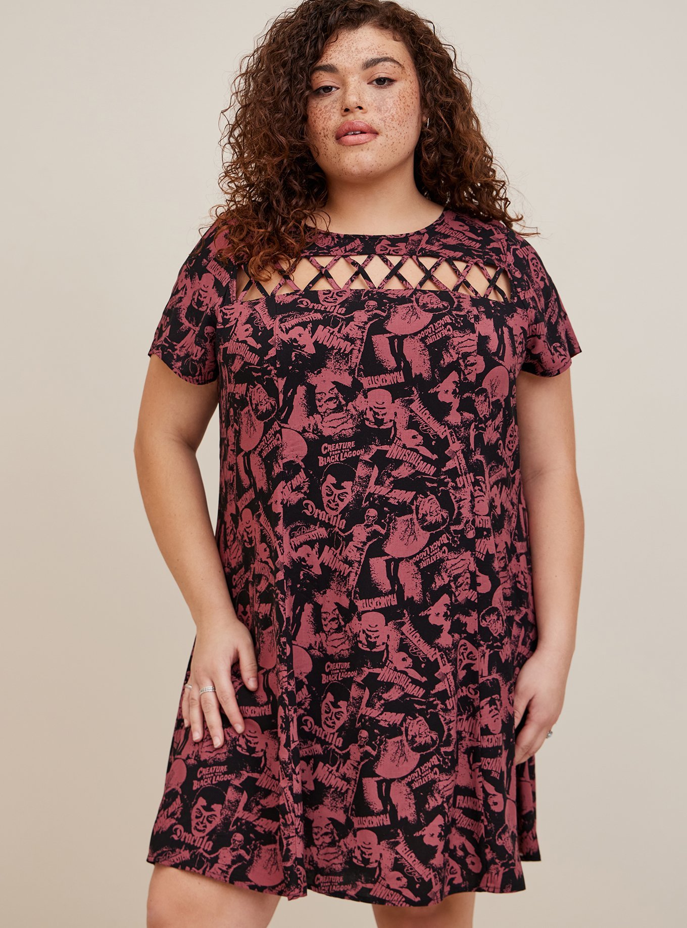 Plus Size - Universal Monsters Trapeze Mini Challis Dress - Torrid