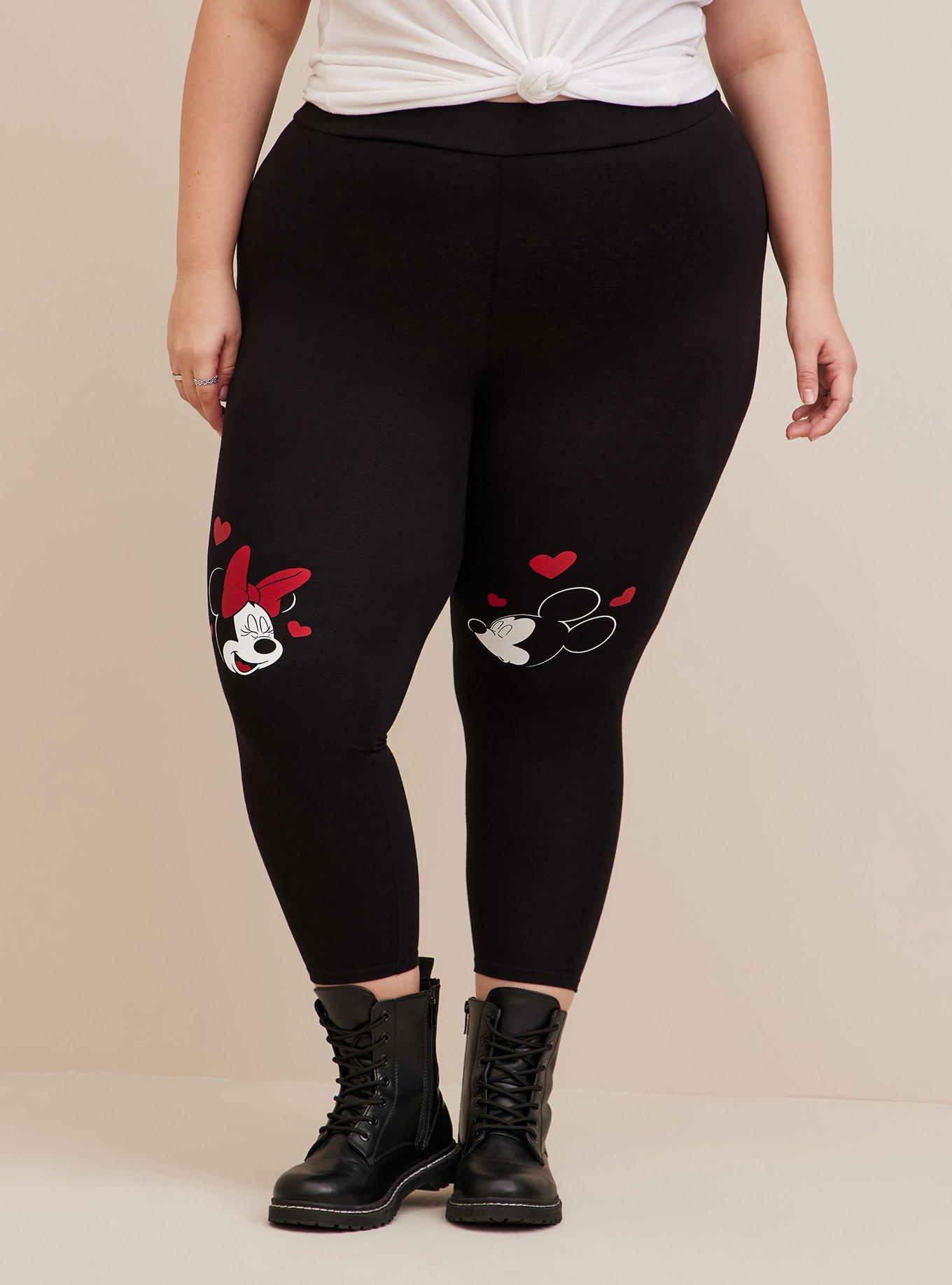 Disney Mickey And Minnie Crop Signature Waistband Premium Legging, DEEP BLACK, alternate