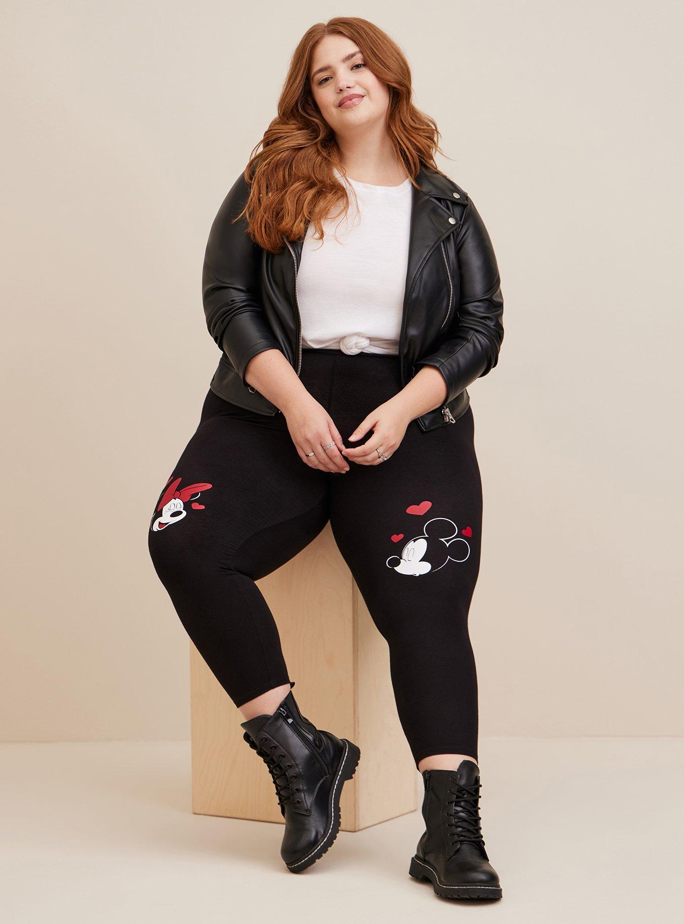 Disney Mickey And Minnie Crop Signature Waistband Premium Legging, DEEP BLACK, hi-res