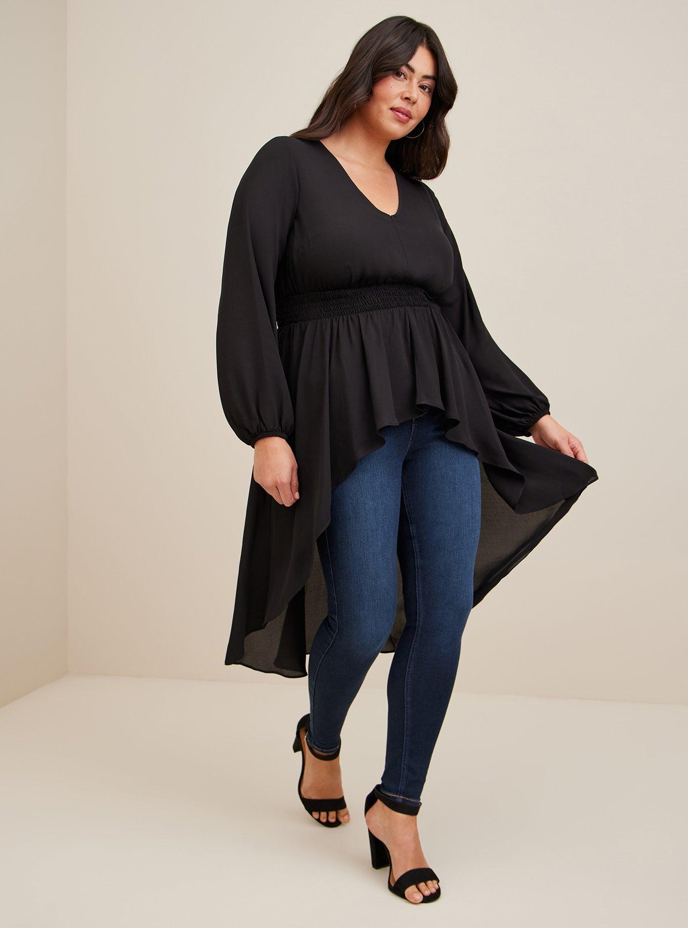 Plus Size - Georgette Smocked High-Low Tunic - Torrid