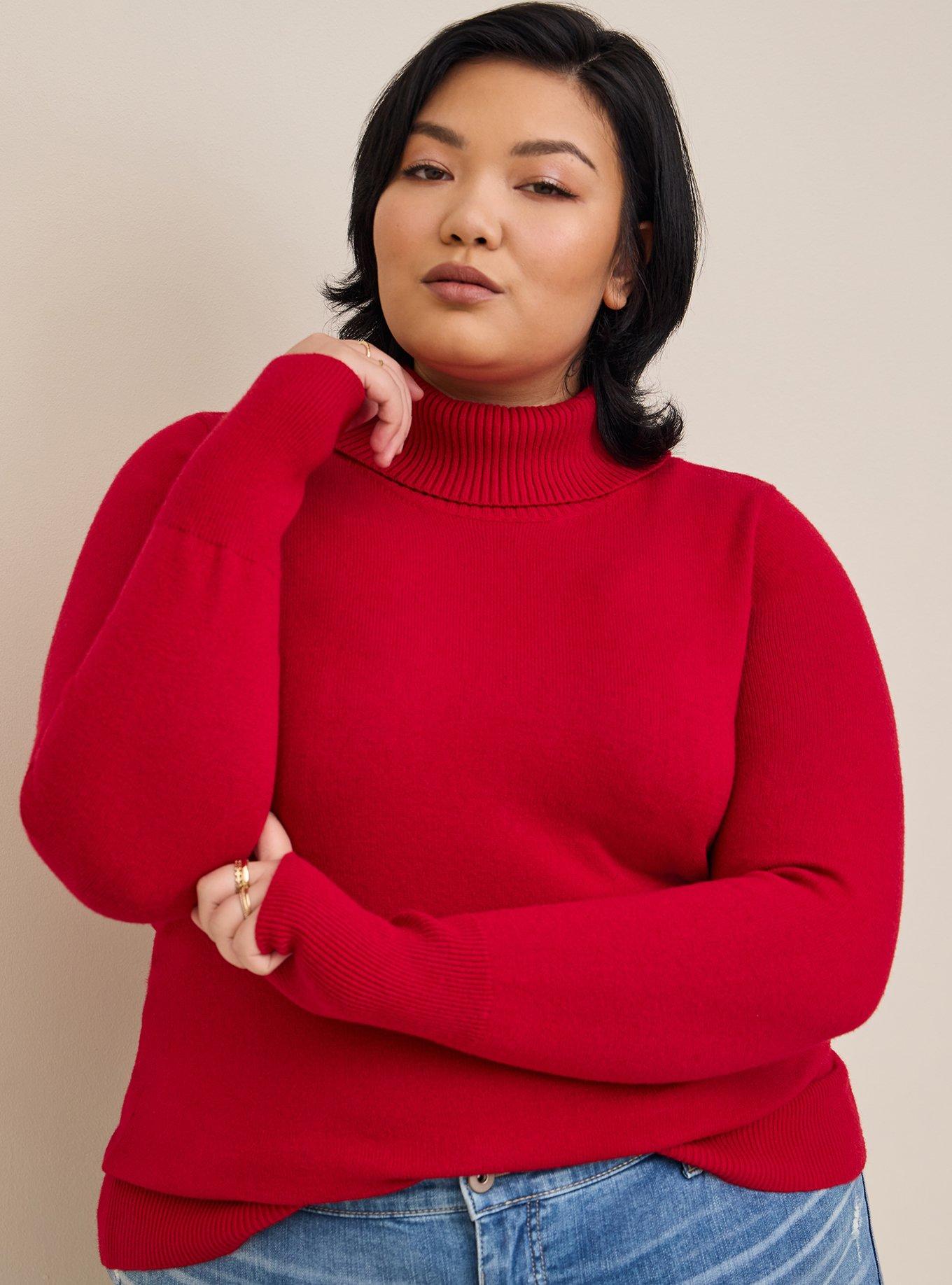 Plus size on sale red turtleneck sweater