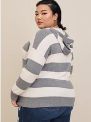 Pullover Hooded Sweater, GREY STRIPE, alternate