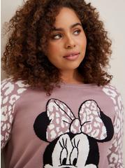 Disney Minnie Mouse Pullover Leopard Raglan Sweater, MAUVE, alternate