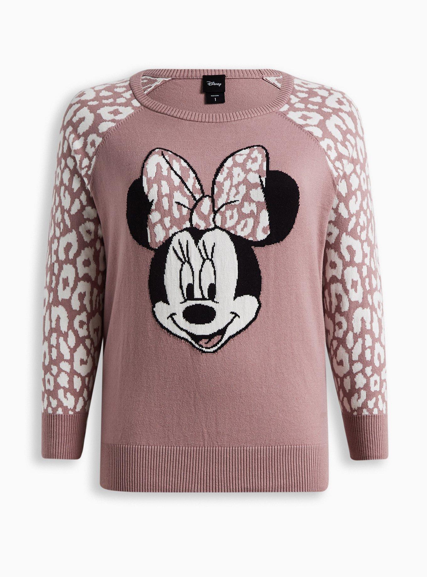 Plus Size - Disney Minnie Mouse Pullover Leopard Raglan Sweater - Torrid