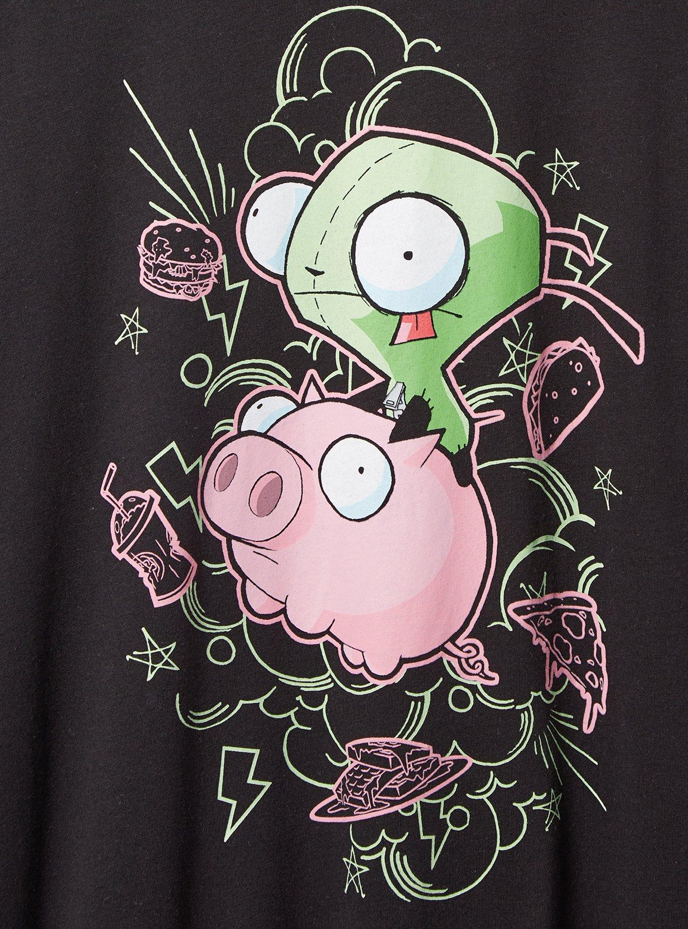 Plus Size Invader Zim Classic Fit Cotton Crew Neck Long Sleeve Raglan