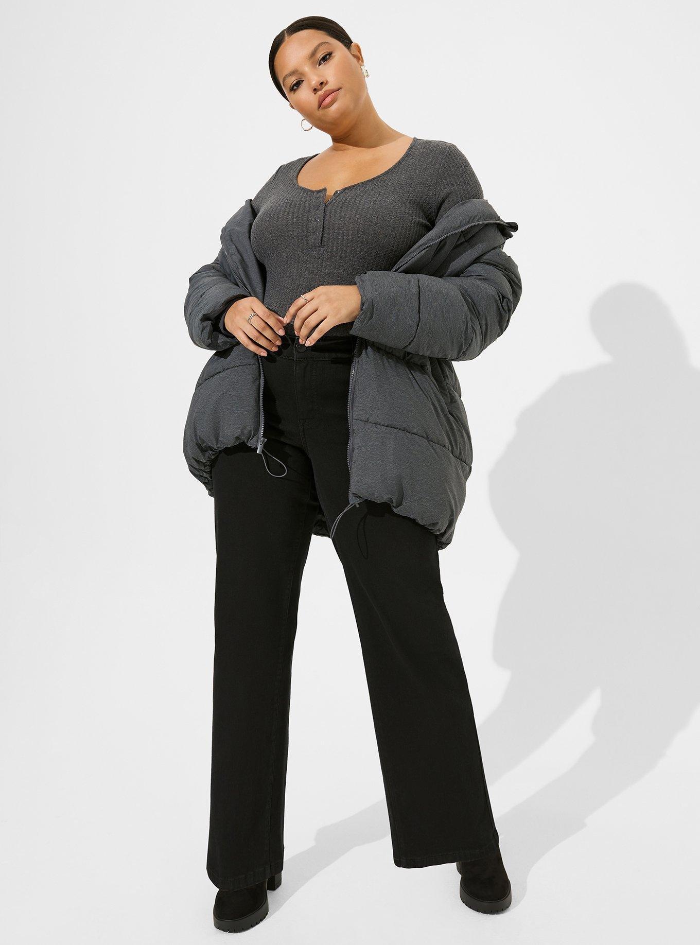 Plus Size - Waffle Snap Henley Long Sleeve Tee - Torrid