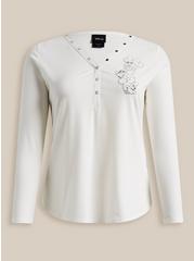 Disney Minnie Mouse Slim Fit Henley Top, MARSHMALLOW, hi-res