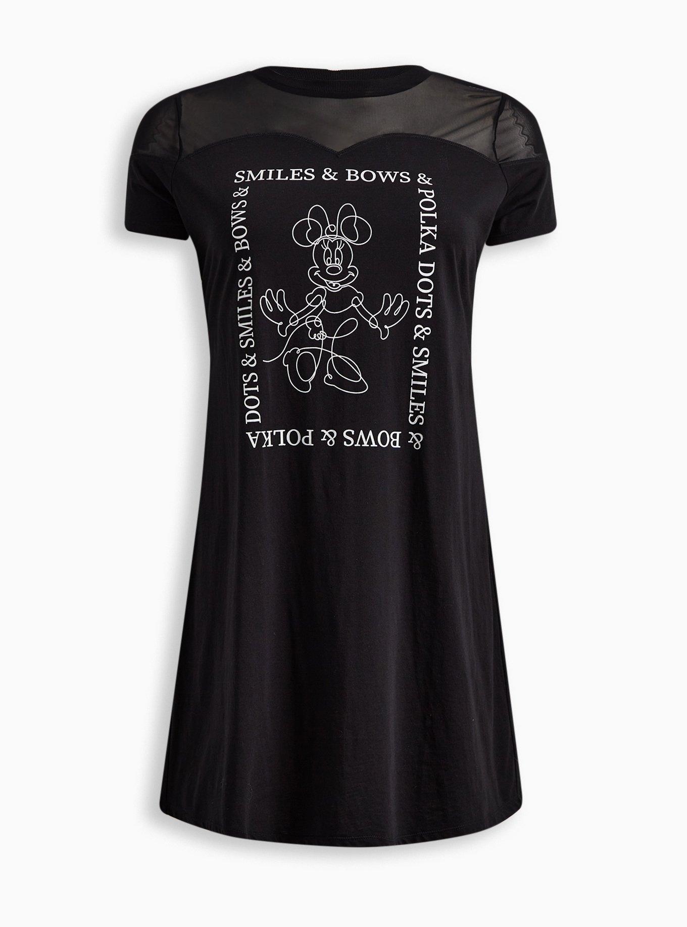 Disney Minnie Mouse T-Shirt Mini Mesh Yoke Dress, DEEP BLACK, hi-res