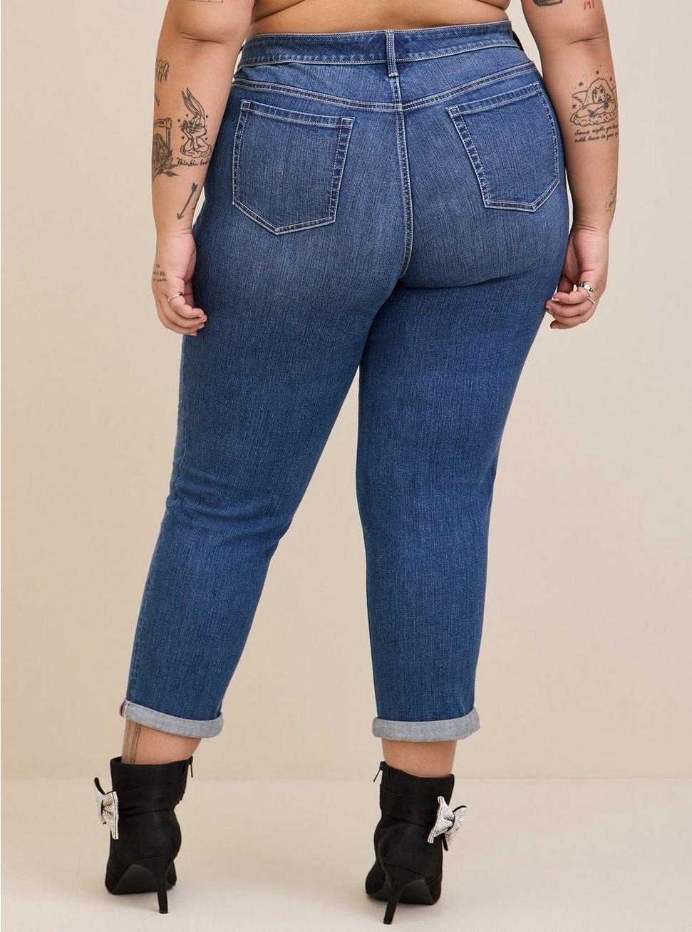 Plus Size  Boyfriend Straight Vintage Stretch Mid-Rise Jean, TWO IN THE BUSH, alternate