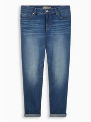 Plus Size  Boyfriend Straight Vintage Stretch Mid-Rise Jean, TWO IN THE BUSH, hi-res