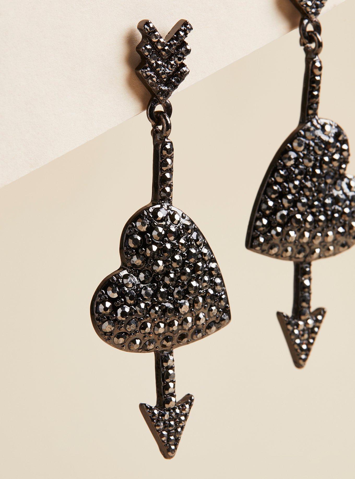 Pave Heart Drop Earring, , alternate