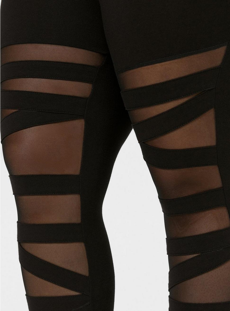 Crop Signature Waist Cutout Mesh-Back Legging, BLACK, alternate