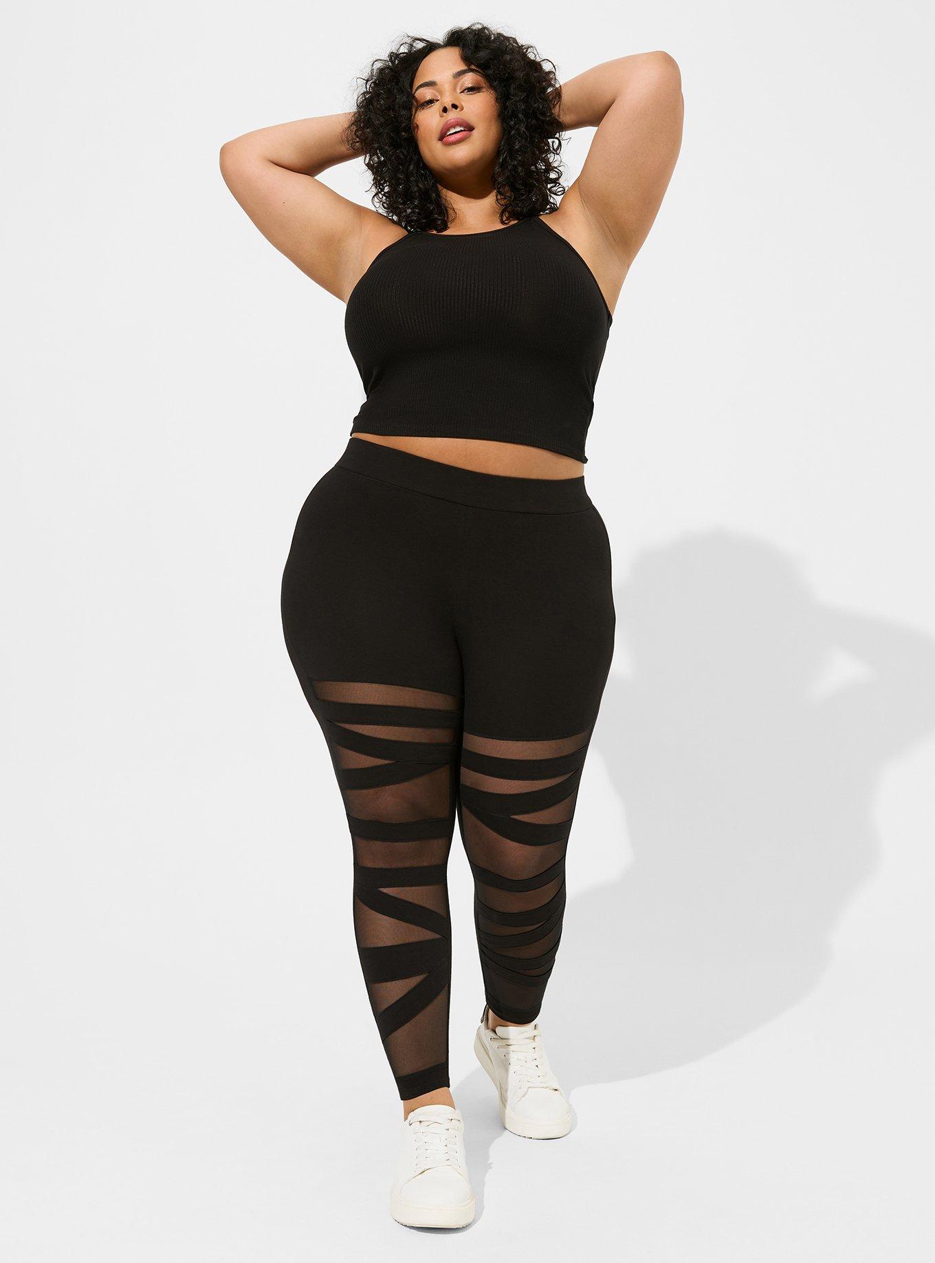 In The Style exclusive all over diamante mesh leggings in black