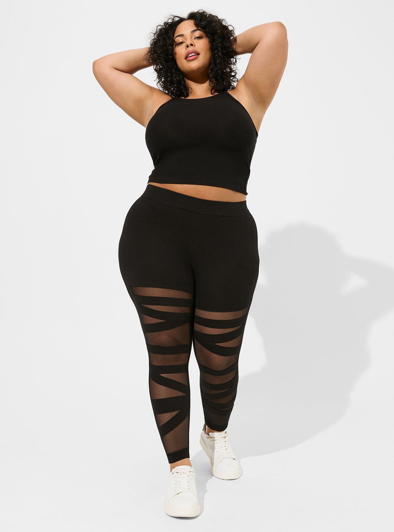 Mesh It Out High Rise Mesh Cut-Out Leggings (Black)