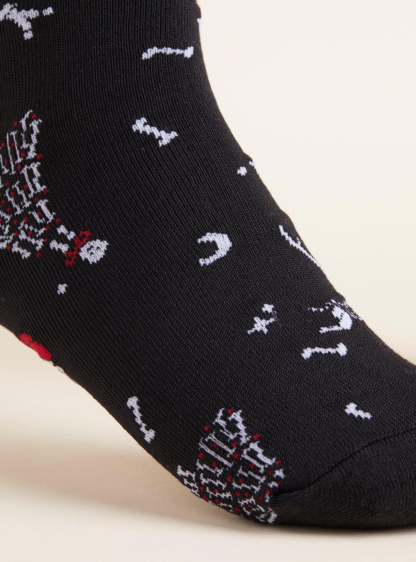 Plus Size 2 Pack Crew Socks, SKULL, alternate