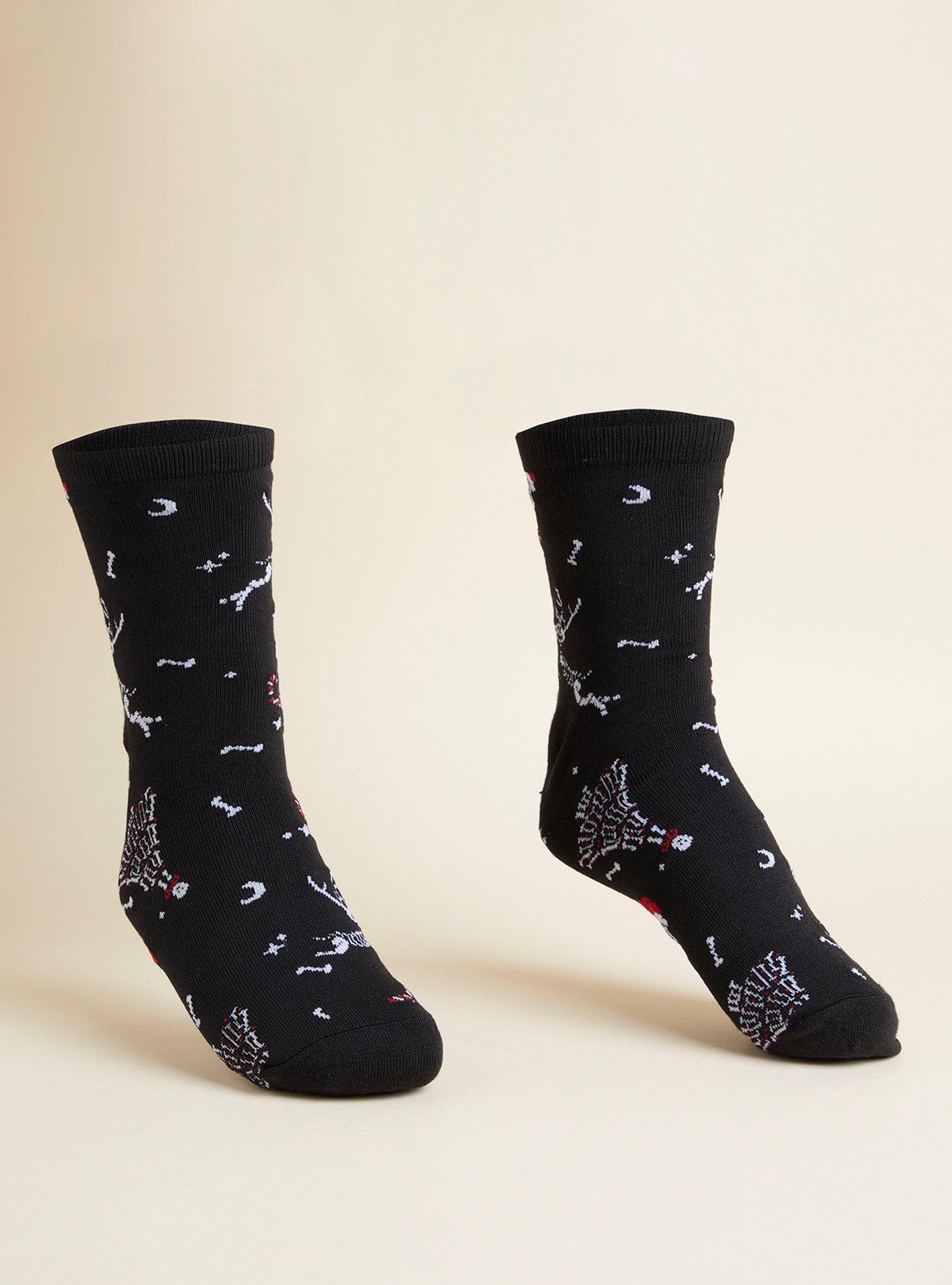Plus Size 2 Pack Crew Socks, SKULL, hi-res