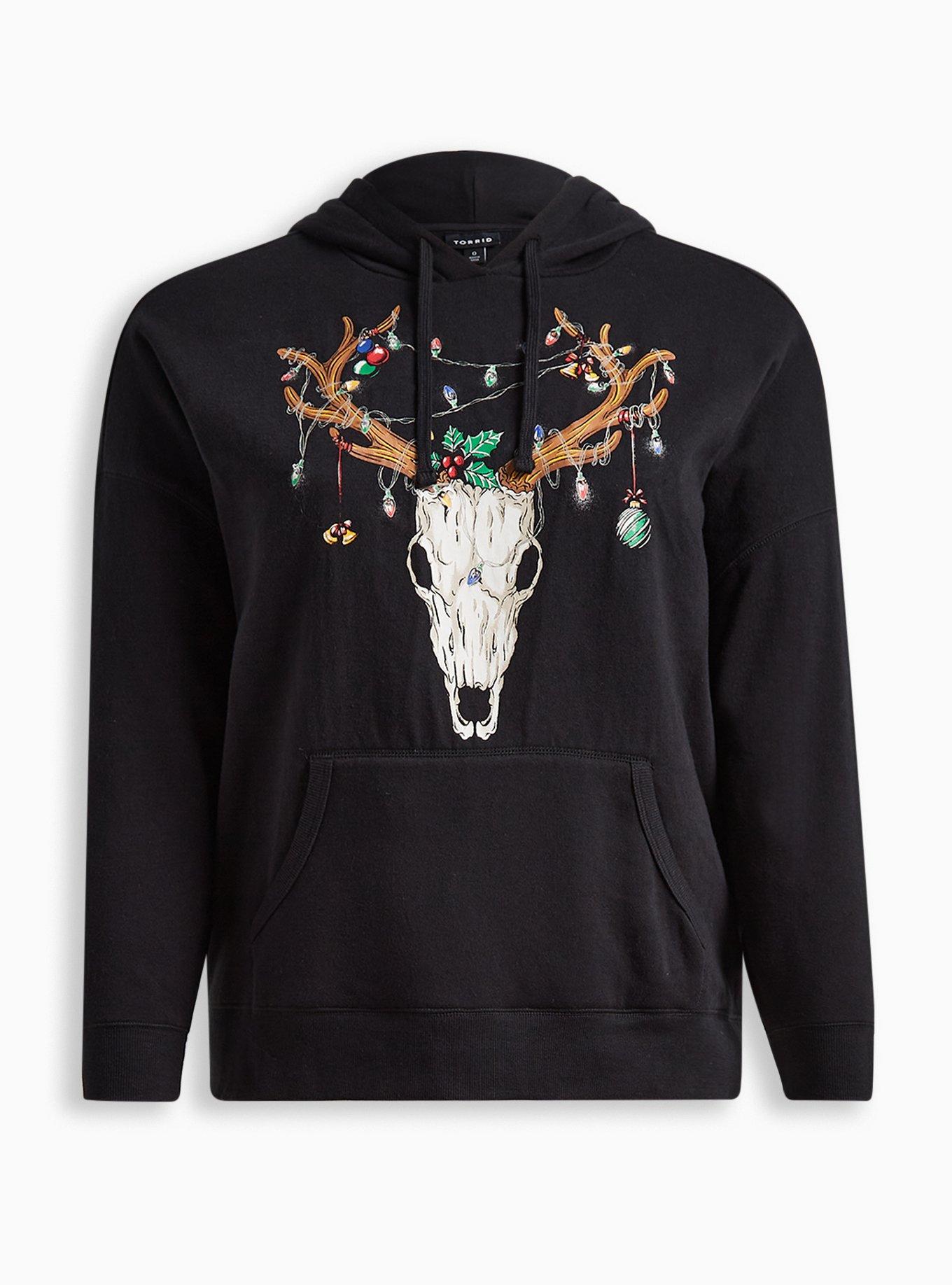 Light - Skull Torrid Reindeer Fit Fleece Relaxed Cozy Hoodie Size - Plus