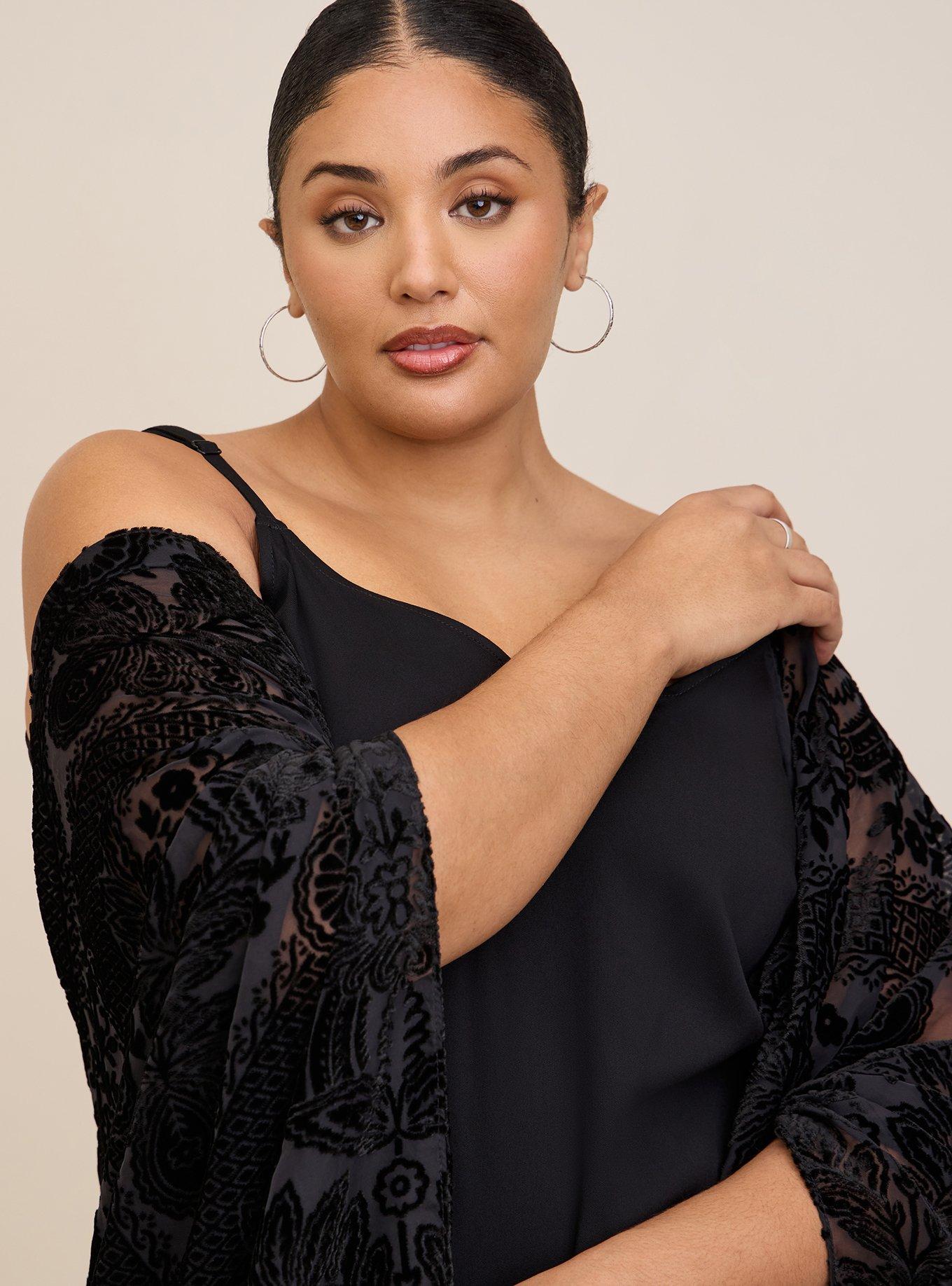 Plus Size - Velvet Burnout Fringe Ruana - Torrid