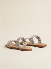 Braided Embellished Double Band Sandal (WW), SILVER, alternate