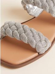 Braided Embellished Double Band Sandal (WW), SILVER, alternate