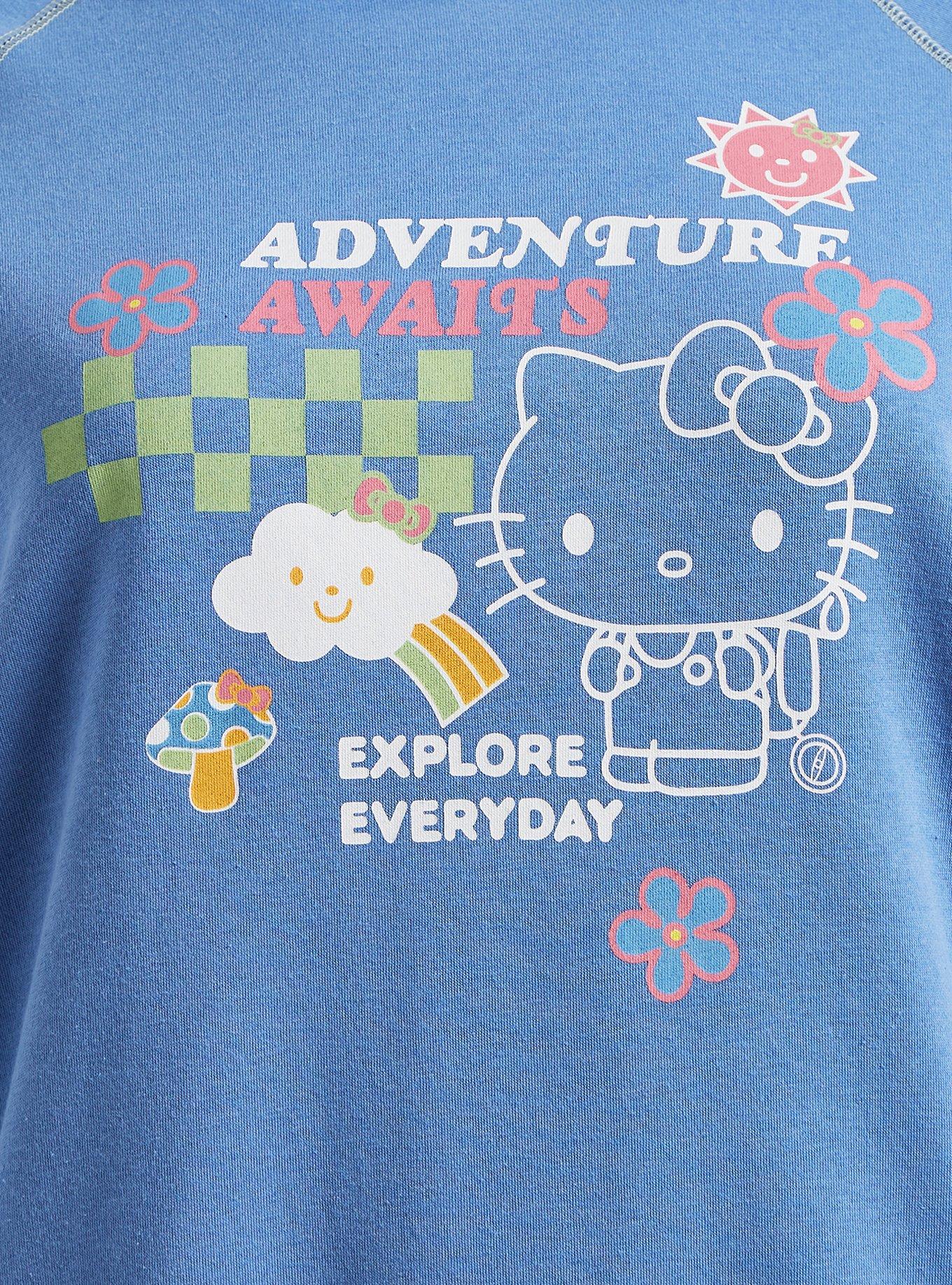 Hello Kitty Fleece Inset Seam Hoodie, BLUE, alternate