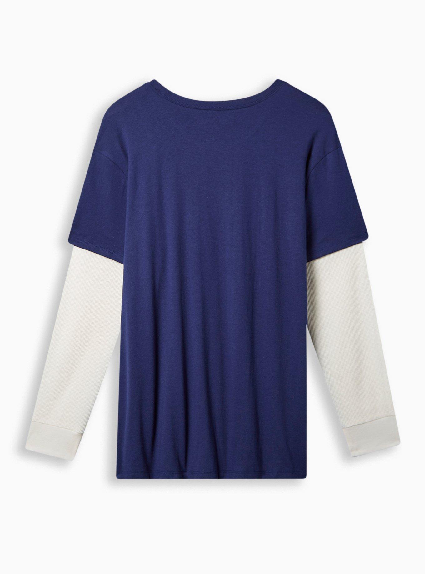 Plus Size The Sandlot Classic Fit Cotton Waffle 2Fer Tee, PEACOAT, alternate