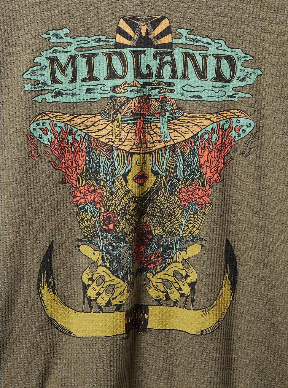 Midland Waffle Crop Long Sleeve Tee, OLIVE, alternate