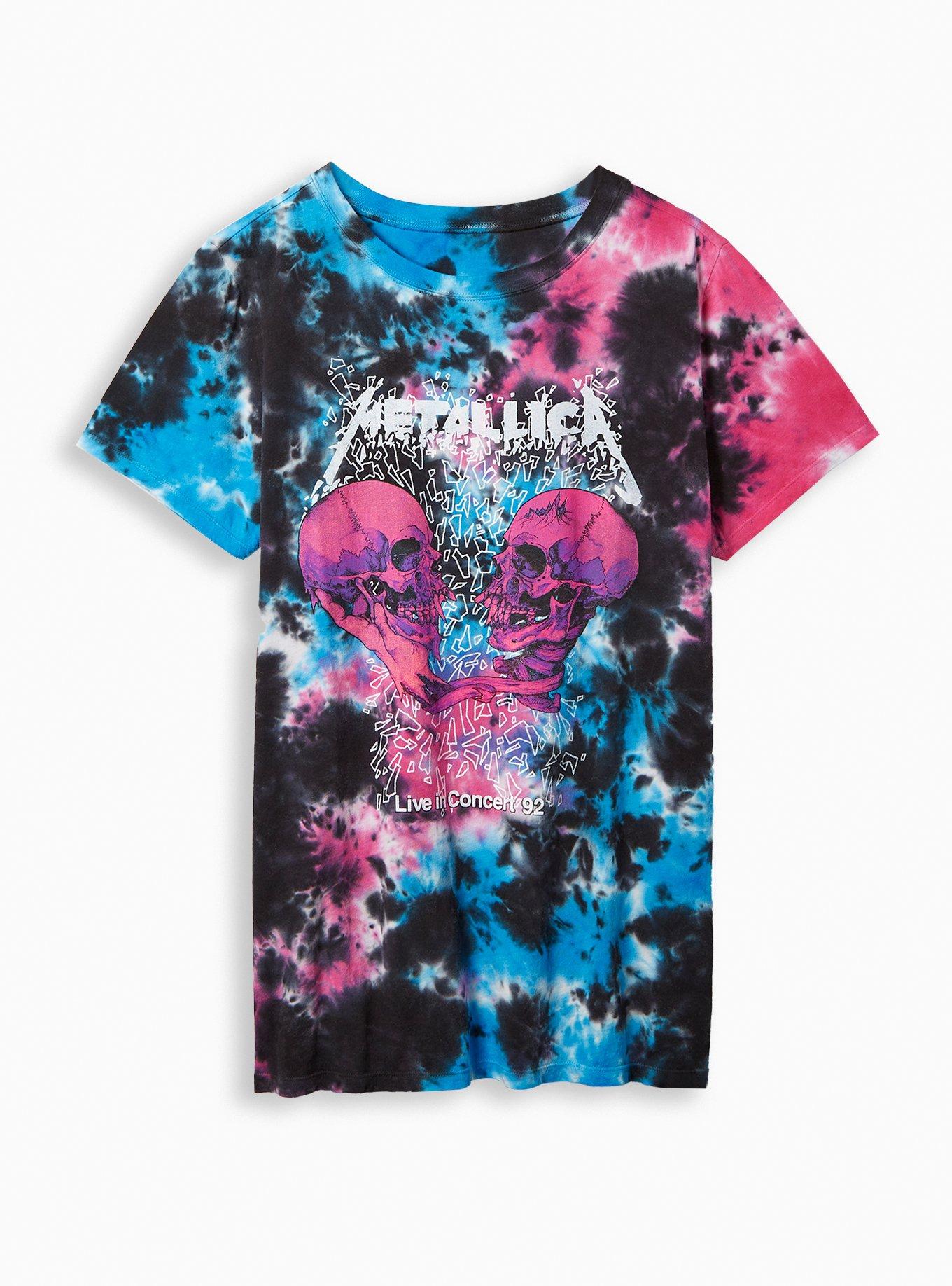 Purple tie dye metallica sales shirt