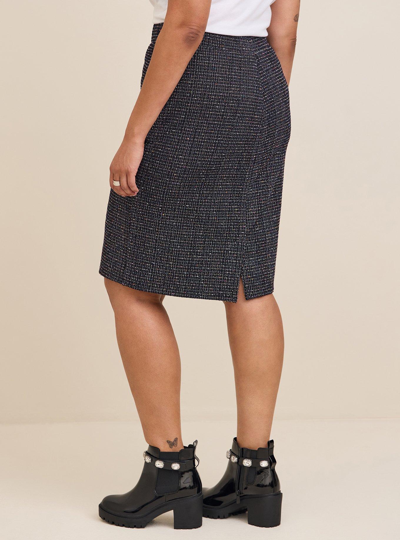 Plus Size Multi-Pattern Jacquard Soft Knit Straight Midi Skirt